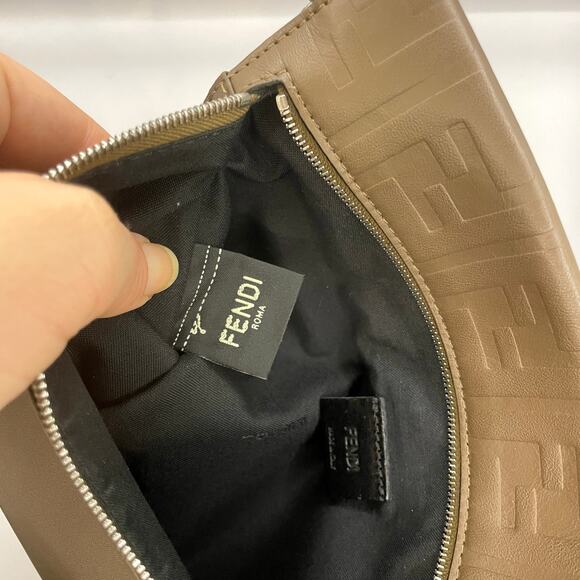 Fendi Zucca Monogram Clutch bag Pouch Nylon Leather khaki Brown Purse - Picture 11 of 13